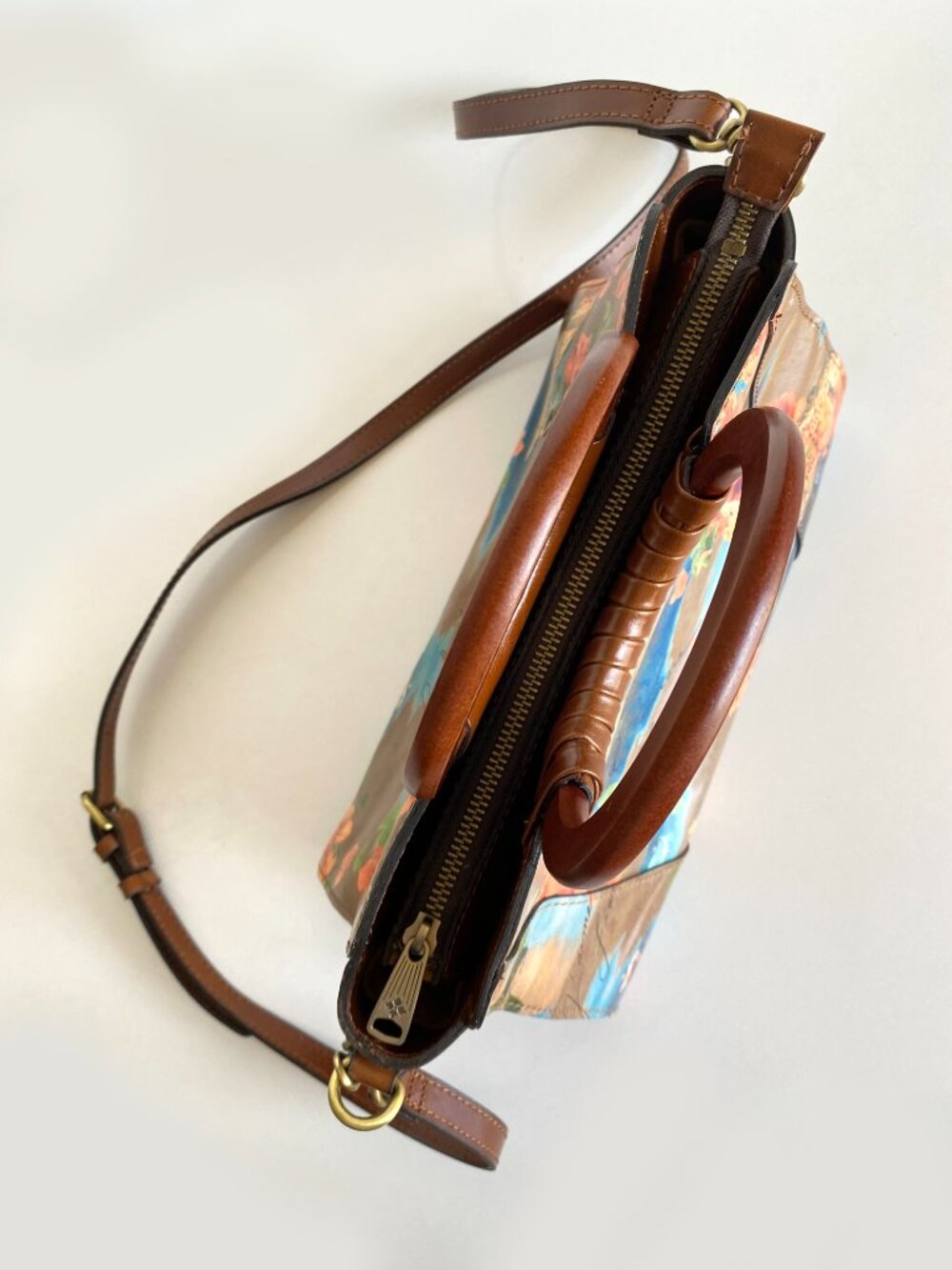 Patricia Nash Leather French Riviera Collection Lyon Satchel Crossbody Bag - Picture 12 of 14